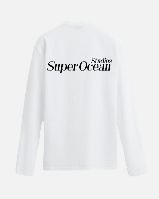 Womens White SOS Long Sleeve T-Shirt