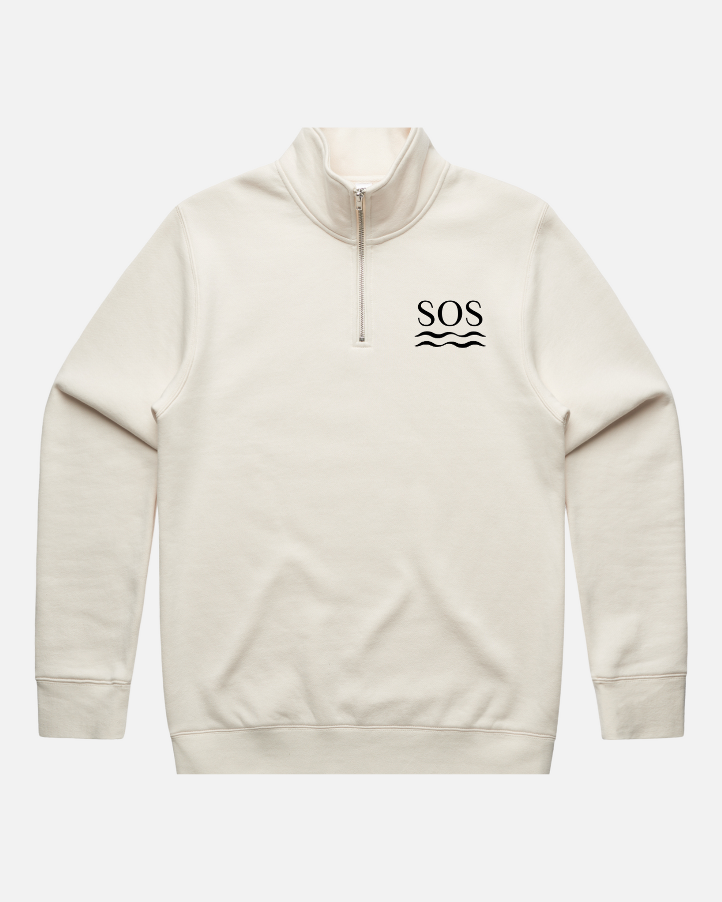 SOS Ecru Embroidered Half-Zip Sweatshirt