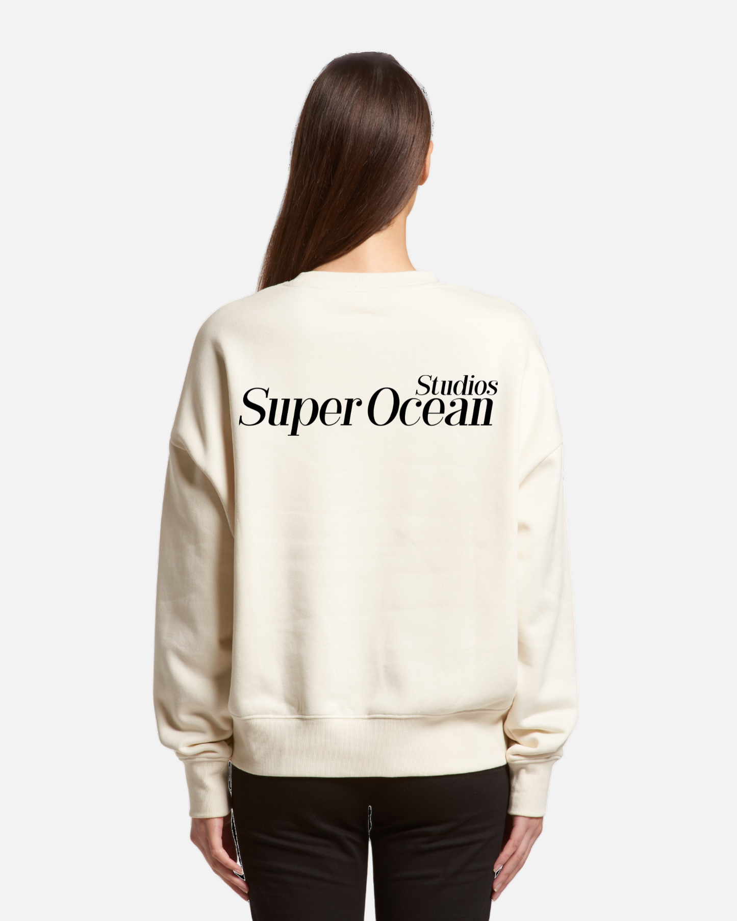 SOS Women’s Ecru Cropped Crew Neck Sweatshirt