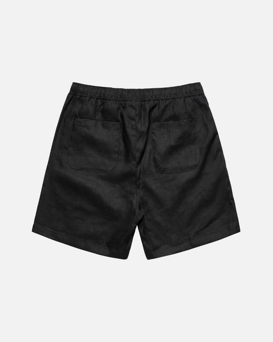 SOS Black Embroidered Linen Shorts