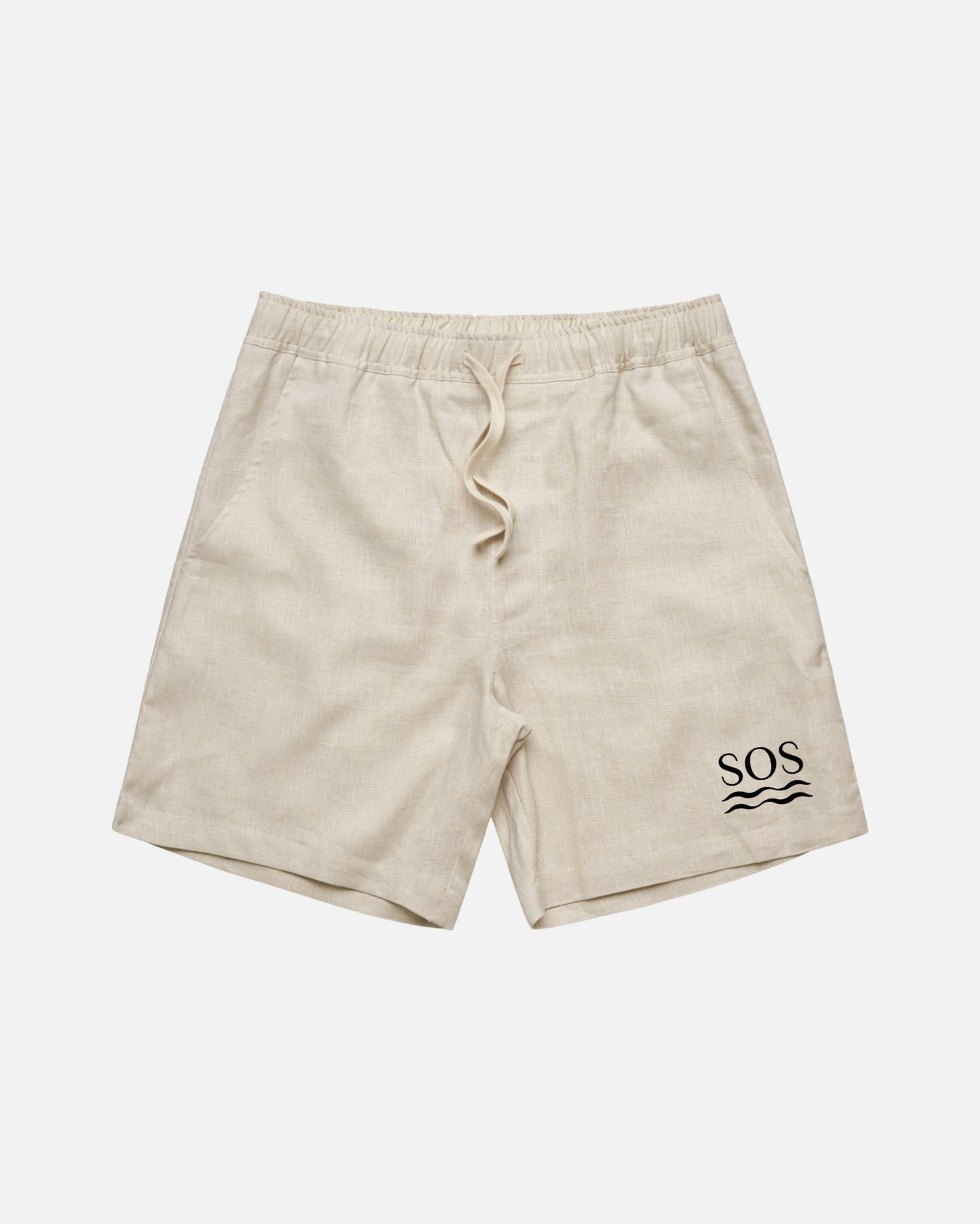 SOS Ecru Embroidered Linen Shorts