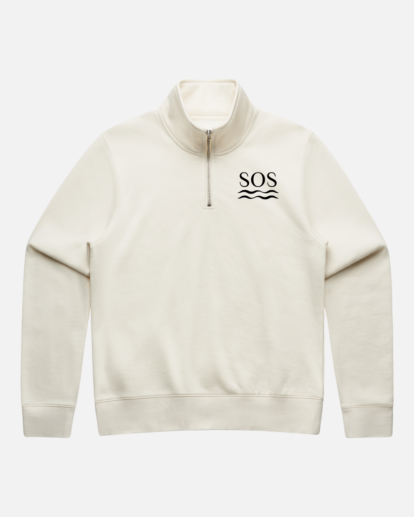 Womens SOS Embroidered Ecru Half-Zip Sweatshirt