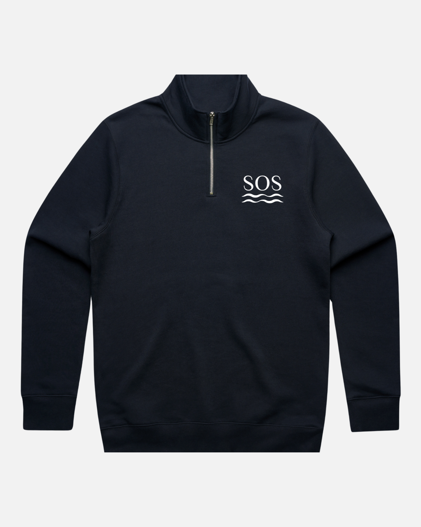 SOS Navy Embroidered Half-Zip Sweatshirt