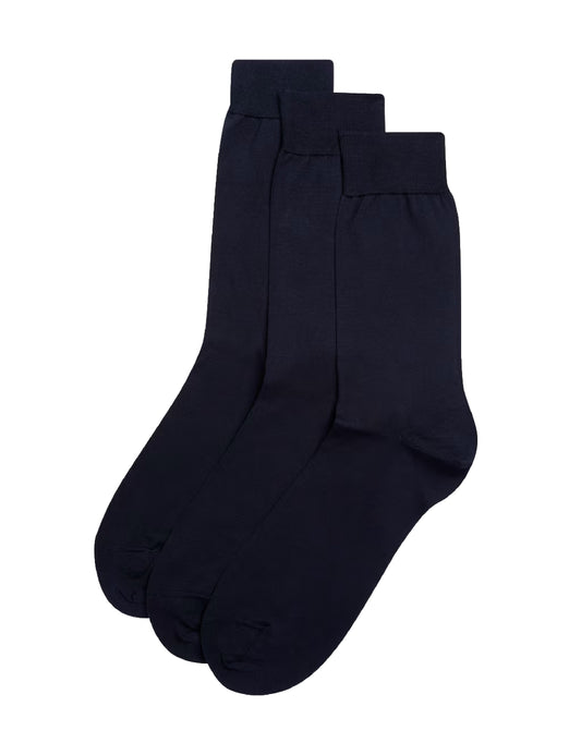SOS Luxury British Made Unisex 3-Pack Plain Cotton Socks