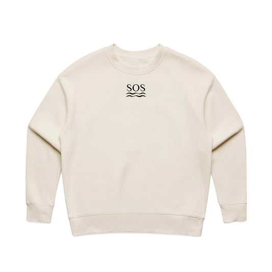 SOS Women’s Ecru Cropped Crew Neck Sweatshirt
