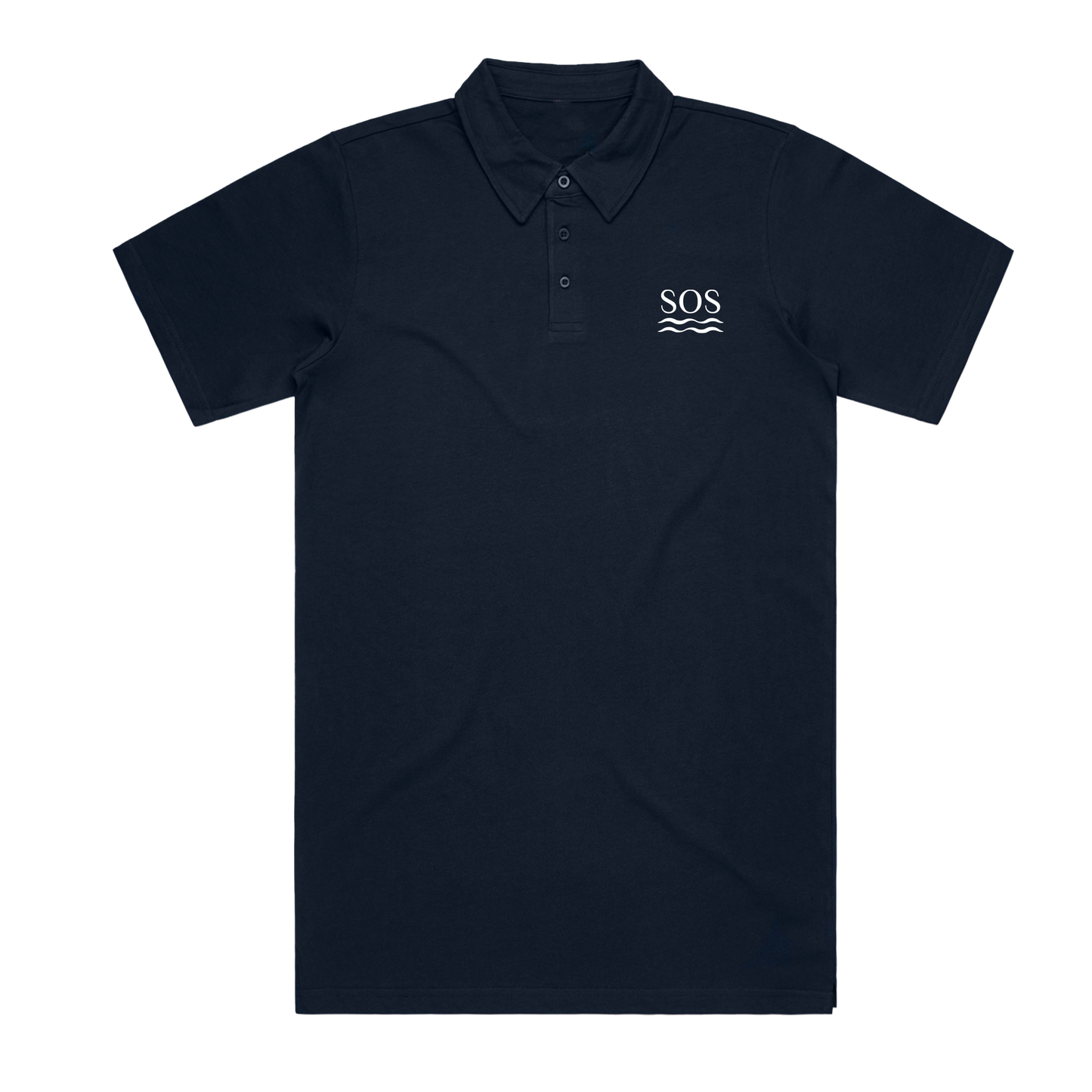 SOS Embroidered Navy Polo