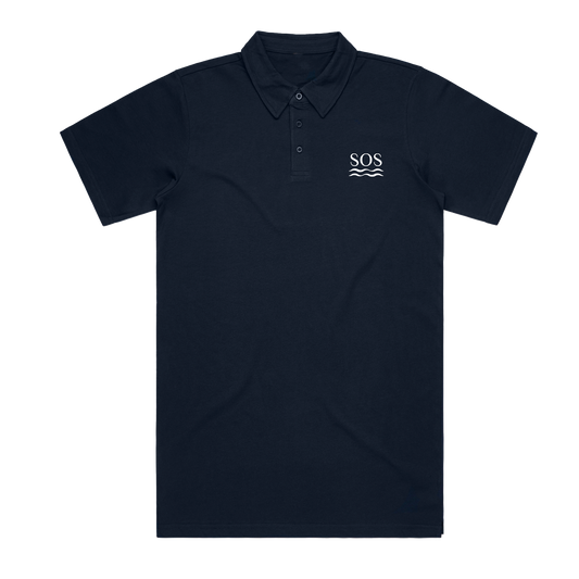 SOS Embroidered Navy Polo