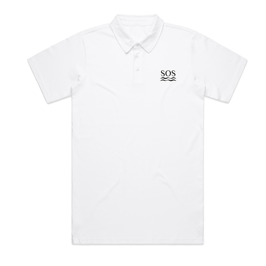 SOS Embroidered White Polo